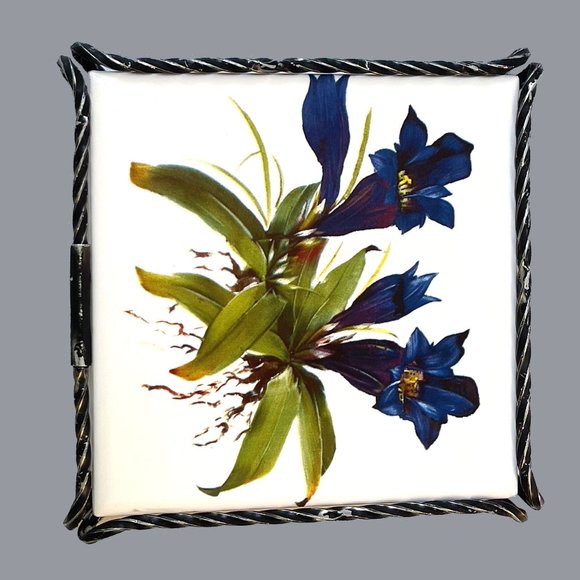 Vintage VILLEROY & BOCH Tile Trivet Blue Floral - Picture 3 of 9